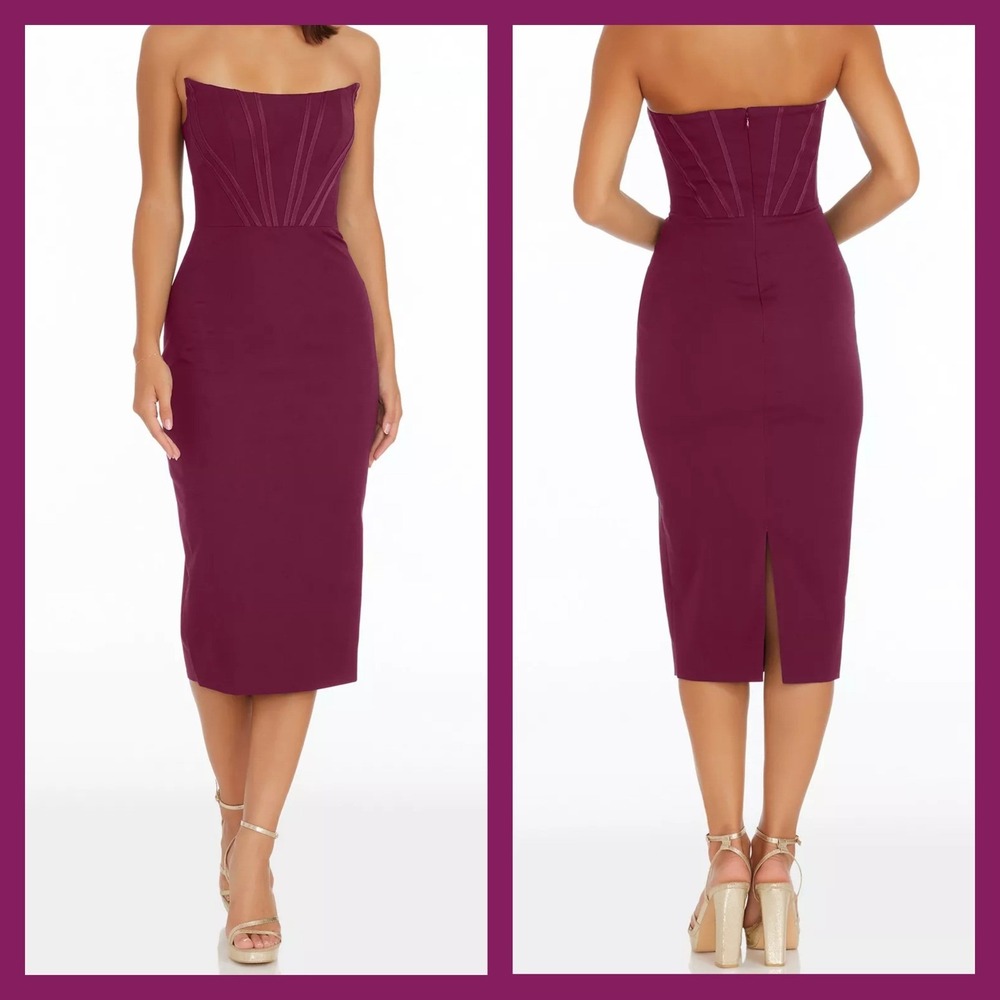 Dress the Population Cosette Dress Size XS Strapless Corset Cocktail Formal Midi